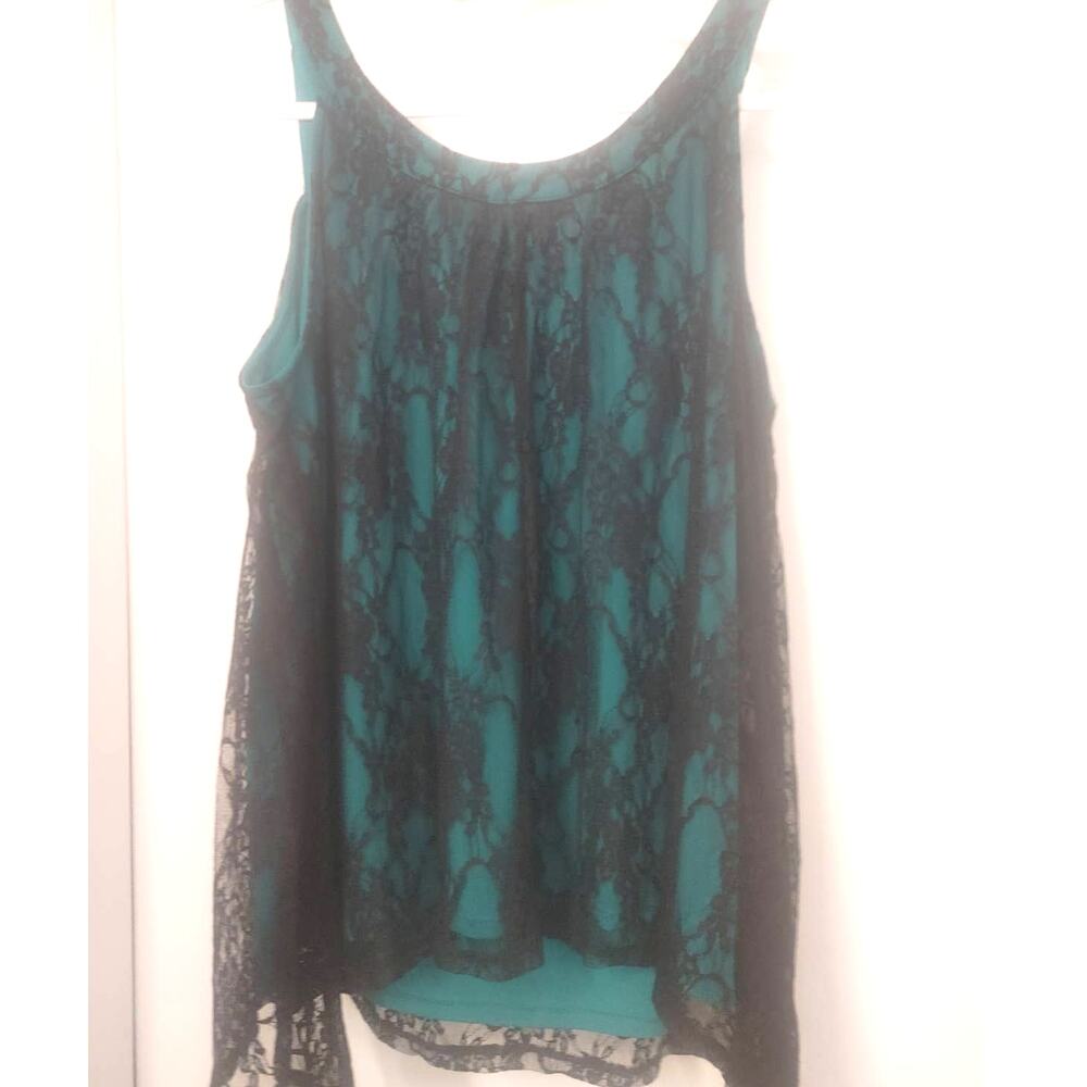 Lane Bryant Top Sleeveless Tank Bedazzled Neckline Lace Overlay 14/16 - Picture 5 of 5
